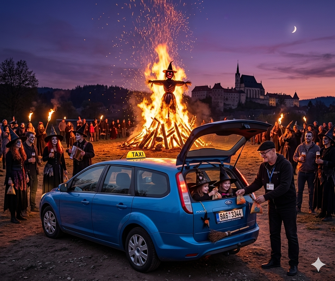 Witches' Night in Český Krumlov: Safe Transport & Parties | Taxi transfer CK