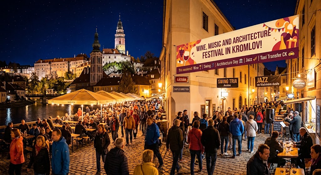Enjoy the weekend Wine Festival and night culture in Cesky Krumlov without parking worries. Taxi Transfer CK provides safe and reliable local transport.